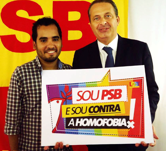 Secretário nacional do LGBT Socialista, Luciano Freitas Filho, e Eduardo Campos (PSB)